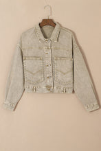 Load image into Gallery viewer, Studded Collared Neck Denim Jacket with Pockets