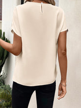 Load image into Gallery viewer, Lace Detail Round Neck Short Sleeve Blouse