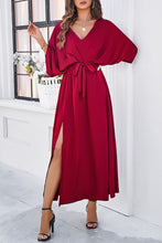 Load image into Gallery viewer, Slit Tied V-Neck Three-Quarter Sleeve Dress