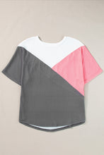Load image into Gallery viewer, Color Block Round Neck Half Sleeve Top