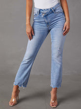 Load image into Gallery viewer, Distressed Raw Hem Jeans with Pockets