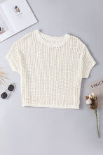 Load image into Gallery viewer, Openwork Round Neck Half Sleeve Knit Cover Up