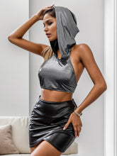 Load image into Gallery viewer, Backless Hooded Cropped Tank