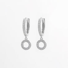 Load image into Gallery viewer, 925 Sterling Silver Inlaid Zircon Hoop Dangle Earrings