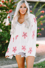 Load image into Gallery viewer, Flower Dropped Shoulder Hooded Sweater