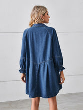 Load image into Gallery viewer, Button Up Flounce Sleeve Mini Denim Dress