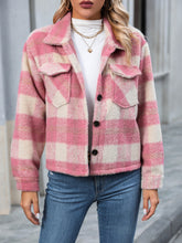 Load image into Gallery viewer, Plaid Button Up Dropped Shoulder Jacket