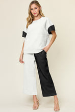 Load image into Gallery viewer, Double Take Full Size Texture Contrast T-Shirt and Wide Leg Pants Set