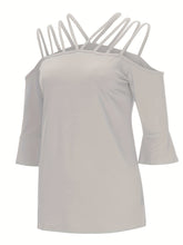 Load image into Gallery viewer, Full Size Cold Shoulder Three-Quarter Sleeve Blouse