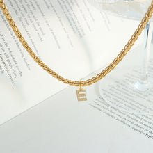 Load image into Gallery viewer, Brass Inlaid Zircon Letter Pendant Necklace
