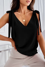 Load image into Gallery viewer, Tie-Shoulder V-Neck Satin Tank Top