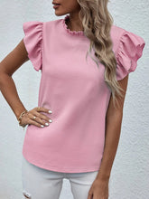 Load image into Gallery viewer, Mock Neck Ruffled Cap Sleeve Blouse