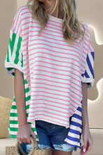 Load image into Gallery viewer, Striped Round Neck Dropped Shoulder T-Shirt