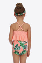 Load image into Gallery viewer, Botanical Print Crisscross Ruffled Two-Piece Swim Set