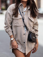 Load image into Gallery viewer, Houndstooth Button Up Dropped Shoulder Jacket