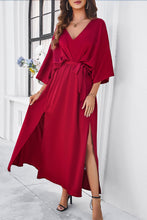 Load image into Gallery viewer, Slit Tied V-Neck Three-Quarter Sleeve Dress