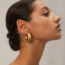 Load image into Gallery viewer, Zircon Stainless Steel C-Hoop Earrings