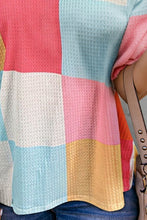 Load image into Gallery viewer, Color Block Round Neck Half Sleeve Top