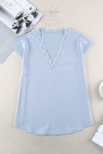 Load image into Gallery viewer, Lace Detail V-Neck Cap Sleeve T-Shirt