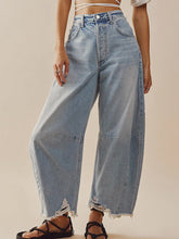 Load image into Gallery viewer, Raw Hem Wide Leg Jeans with Pockets