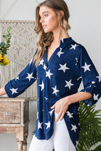 Load image into Gallery viewer, Heimish Full Size Roll-Tab Sleeve Star Print Top