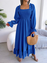 Load image into Gallery viewer, Smocked Square Neck Flounce Sleeve Dress