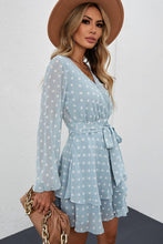Load image into Gallery viewer, Tied Layered Polka Dot Balloon Sleeve Dress