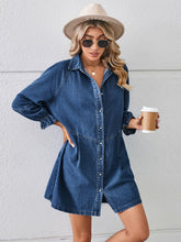 Load image into Gallery viewer, Button Up Flounce Sleeve Mini Denim Dress