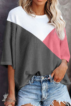 Load image into Gallery viewer, Color Block Round Neck Half Sleeve Top
