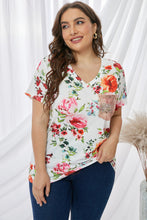 Load image into Gallery viewer, Plus Size Floral Print Sequin Pocket Tee