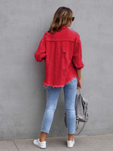 Load image into Gallery viewer, Distressed Drop Shoulder Denim Jacket