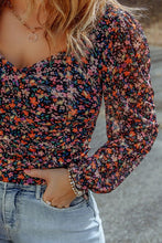 Load image into Gallery viewer, 1X - 3X Floral Flounce Sleeve Blouse
