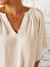 Load image into Gallery viewer, Ruched Notched Half Sleeve Blouse