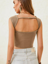 Load image into Gallery viewer, Cutout Cap Sleeve Crop Top