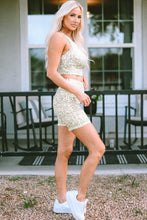 Load image into Gallery viewer, Leopard Round Neck Wide Strap Top and Shorts Set