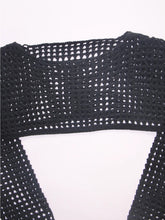 Load image into Gallery viewer, Openwork Boat Neck Long Sleeve Knit Cover Up