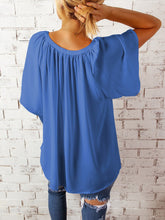 Load image into Gallery viewer, Ruched Notched Half Sleeve Blouse