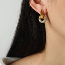 Load image into Gallery viewer, Titanium Steel Inlaid Zircon Double-Hoop Earrings