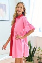 Load image into Gallery viewer, First Love Full Size Color Blocked Button Down Babydoll Dress