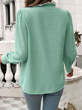 Load image into Gallery viewer, Lace Detail Ruffled Round Neck Long Sleeve Shirt