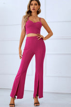 Load image into Gallery viewer, Sweetheart Neck Sports Cami and Slit Ankle Flare Pants Set