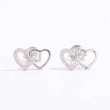 Load image into Gallery viewer, 925 Sterling Silver Zircon Heart Earrings