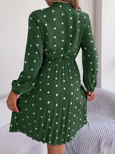 Load image into Gallery viewer, Polka Dot Tie Neck Pleated Dress
