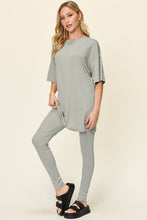 Load image into Gallery viewer, Double Take Full Size Round Neck Dropped Shoulder T-Shirt and Leggings Set