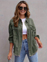 Load image into Gallery viewer, Distressed Drop Shoulder Denim Jacket