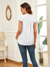 Load image into Gallery viewer, Swiss Dot Notched Cap Sleeve Blouse
