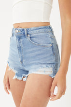 Load image into Gallery viewer, Love Tree Raw Hem Cat's Whisker Denim Shorts