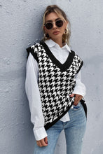 Load image into Gallery viewer, Houndstooth Ribbed V-Neck Sweater Vest