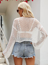 Load image into Gallery viewer, Openwork Round Neck Long Sleeve Cover-Up