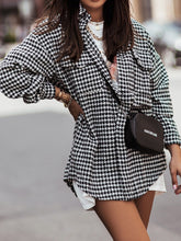 Load image into Gallery viewer, Houndstooth Button Up Dropped Shoulder Jacket